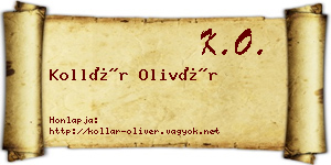 Kollár Olivér névjegykártya